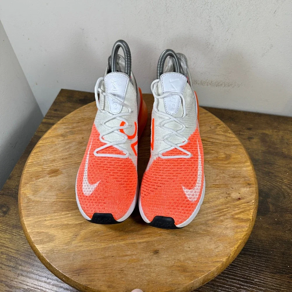 Nike Air Max 270 Flyknit Crimson Orange White AH6803-800 Womens 6 Running Shoes